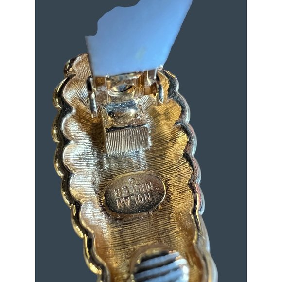 Vintage Nolan Miller Clip On Earrings Glamour Austrian Crystal Gold - Picture 10 of 11